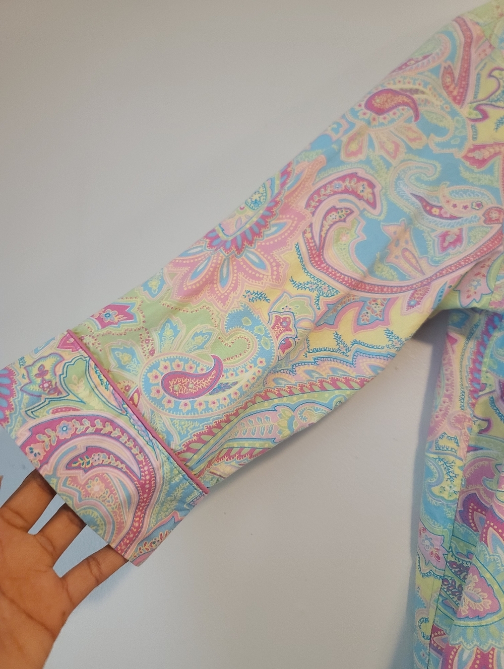 Lauren Ralph Lauren Sleep Shirt Pastel Paisley 100% Cotton Pajama Size L - Picture 7 of 7